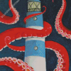 Red Octopus And Lighthouse Diamond Paintings