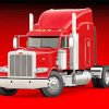 Red Peterbilt Semi Truck Diamond Paintings