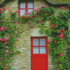 Red Flowering Door Diamond Paintings