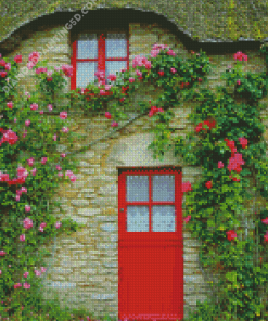 Red Flowering Door Diamond Paintings