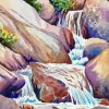 Rocky Mountain Waterfall Art Diamond Paintings