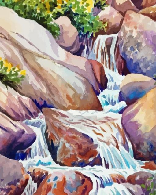 Rocky Mountain Waterfall Art Diamond Paintings