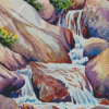 Rocky Mountain Waterfall Art Diamond Paintings