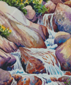 Rocky Mountain Waterfall Art Diamond Paintings