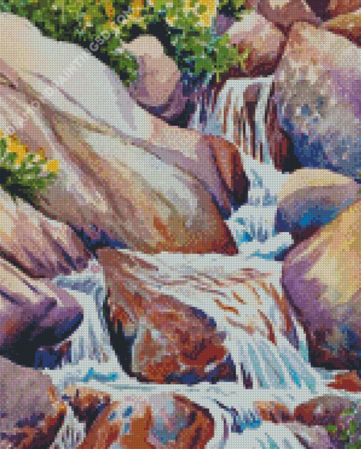 Rocky Mountain Waterfall Art Diamond Paintings