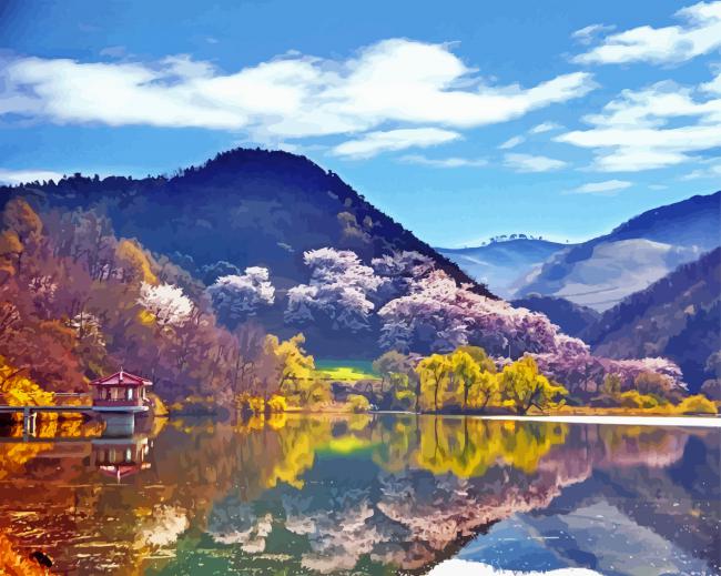 Spring In Korea Landscape Nature Diamond Paintings