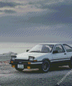 White Toyota AE86 Car Diamond Paintings