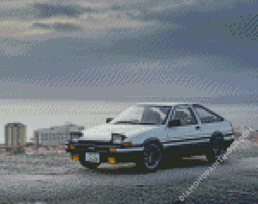 White Toyota AE86 Car Diamond Paintings