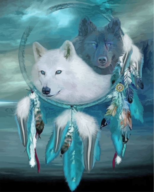 White And Grey Wolves Diamond Paintings