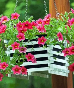 White Hanging Basket Diamond Paintings