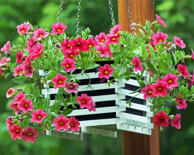 White Hanging Basket Diamond Paintings