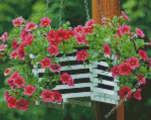 White Hanging Basket Diamond Paintings