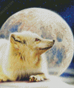 Arctic Fox Moonlight Diamond Paintings