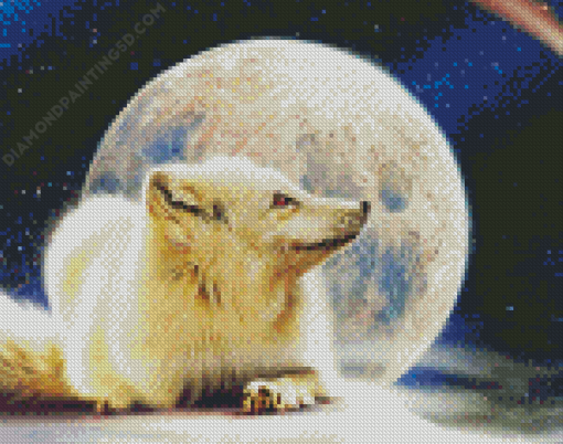 Arctic Fox Moonlight Diamond Paintings