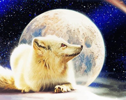 Arctic Fox Moonlight Diamond Paintings