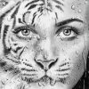 Black And White Tiger Woman Diamond Paintings