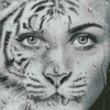 Black And White Tiger Woman Diamond Paintings