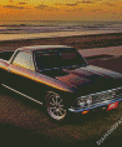 Black Chevrolet El Camino By Sea Diamond Paintings