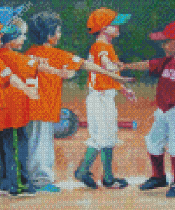 Boys Playing Baseball Diamond Paintings