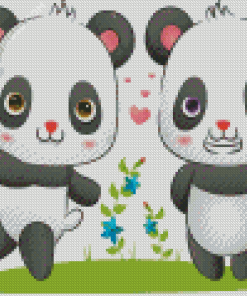 Cute Panda Couple Diamond Paintings