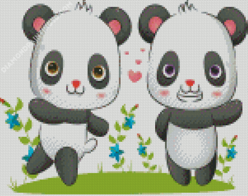 Cute Panda Couple Diamond Paintings