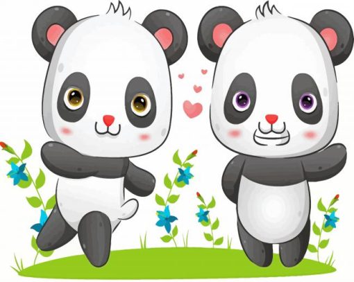 Cute Panda Couple Diamond Paintings