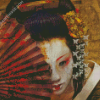 Geisha With Hand Fan Diamond Paintings