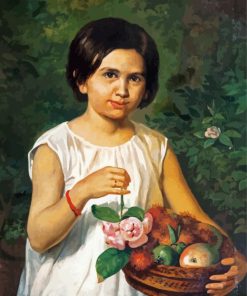 Girl Holding Basket Diamond Paintings