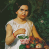 Girl Holding Basket Diamond Paintings