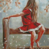 Girl In Red Dress Diamond Paintings