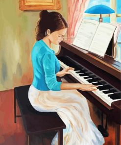 Lady And Her Piano Diamond Paintings