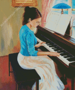 Lady And Her Piano Diamond Paintings