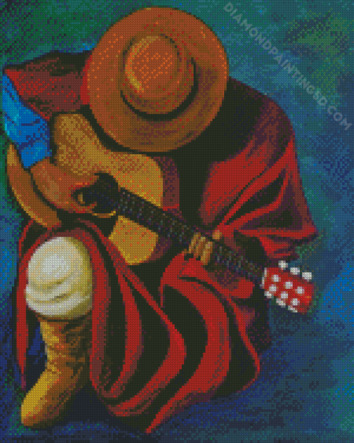 Latino Man Playing Guitar Diamond Paintings