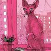 Pink Cat Smoking Diamond Paintings