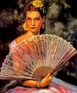 Spanish Woman With Hand Fan Diamond Paintings