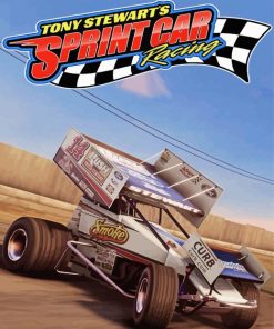 Sprint Car Racing Cartoon Diamond Paintings