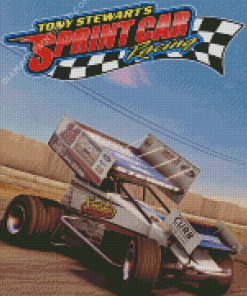 Sprint Car Racing Cartoon Diamond Paintings