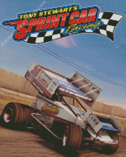 Sprint Car Racing Cartoon Diamond Paintings