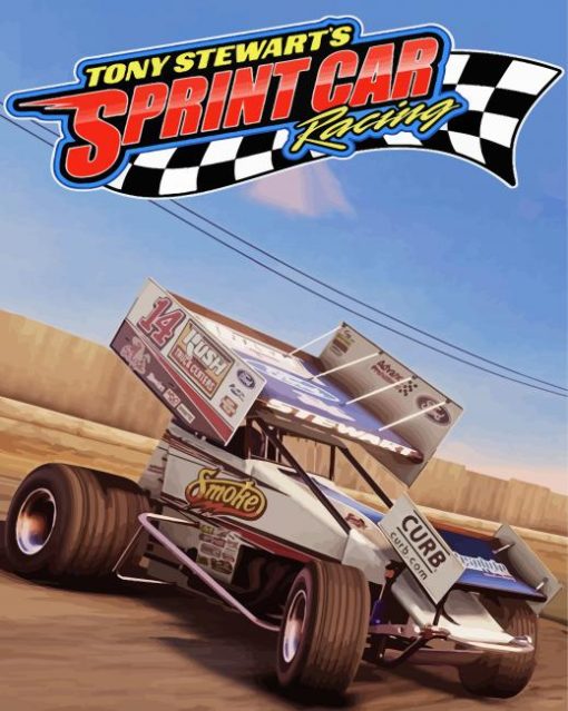 Sprint Car Racing Cartoon Diamond Paintings