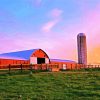 Sunset Farm Barn With Silo Diamond Paintings