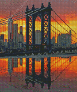 Sunset Over Manhattan Bridge Diamond Paintings