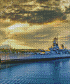 USS Lowa With Sunset Diamond Paintings