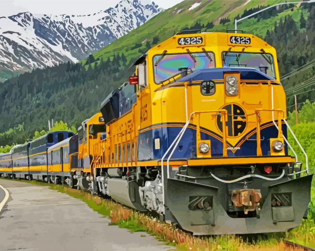 Winter Alaska Railroad Train Diamond Paintings