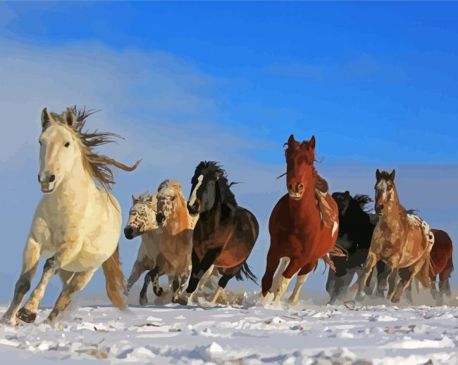 Winter Horses Animals Diamond Paintings