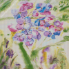 Abstract Purple Flowers With Green Grass Diamond Paintings