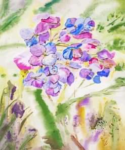 Abstract Purple Flowers With Green Grass Diamond Paintings