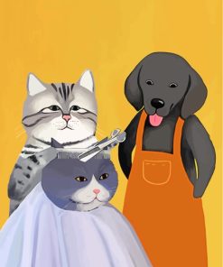 Barbers Dogs And Cats Diamond Paintings