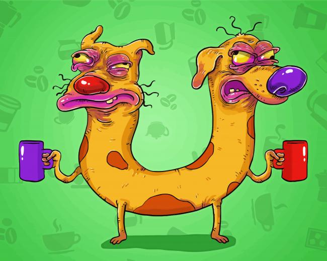 Catdog Before Coffee Diamond Paintings