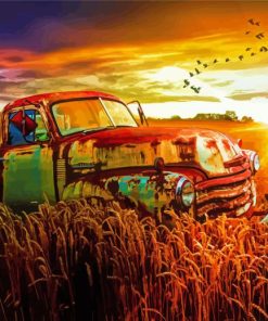 Classic Chevy Truck In The Sunset Diamond Paintings