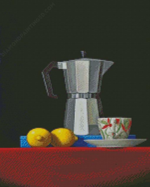 Coffee Pot And Lemons Diamond Paintings